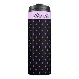 Purple and Black Polka Dot Special Personalized Thermal Tumbler