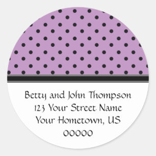 Purple and Black Polka Dots Address Labels