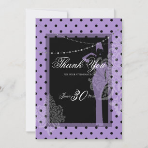 Purple and black polka dots Invitation