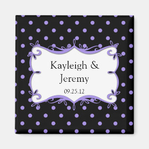 Purple and Black Polka Dots Save The Date Magn Magnet