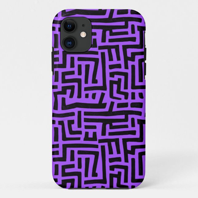 Purple And Black Pop Art Maze Pattern Case-Mate iPhone Case (Back)