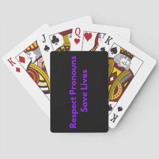 Purple and Black Respect Pronouns Save Lives Playing Cards