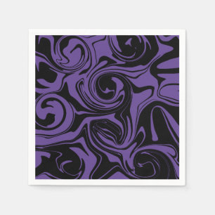 Purple and Black retro marble swirl Napkin