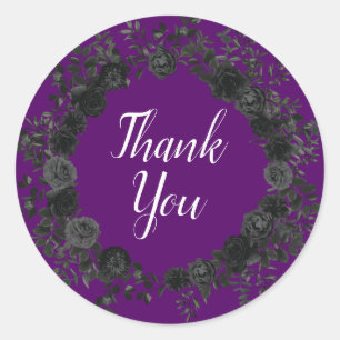 Purple and Black Rose Gothic Favour Sticker Labels
