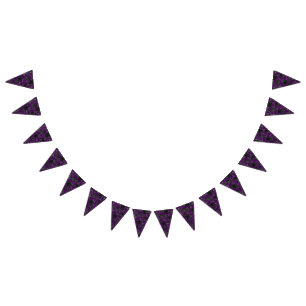 Purple  and Black Rose Gothic Wedding Bunting Flags