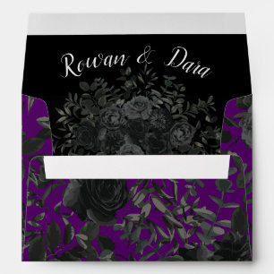 Purple and Black Rose Gothic Wedding Envelopes