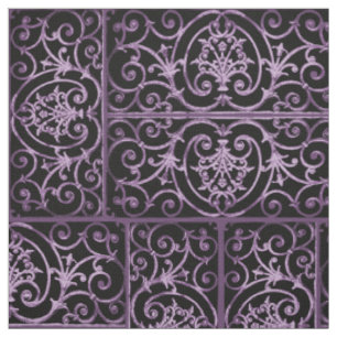 Purple and black scrollwork fabric
