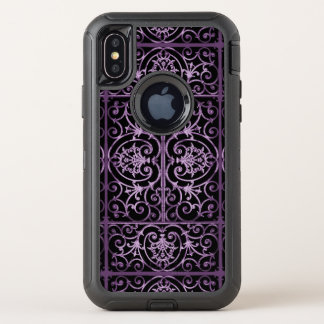 Purple and black scrollwork OtterBox defender iPhone x case