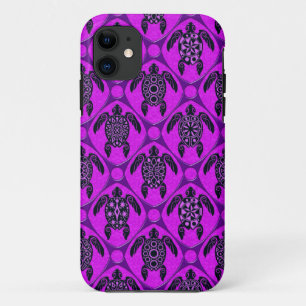 Purple and Black Sea Turtle Pattern iPhone 11 Case