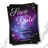 Purple and Black Space Photo Save the Date