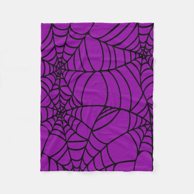 purple and black spider web Halloween goth Fleece Blanket (Front)