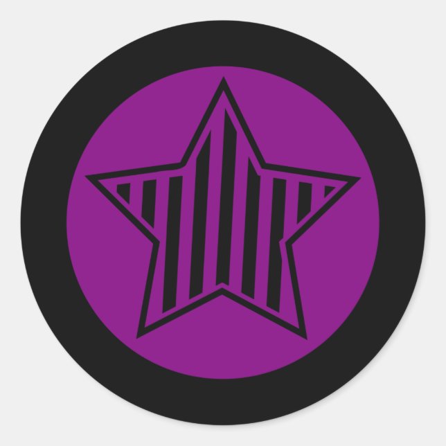 Purple and Black Star Round Sticker (Front)