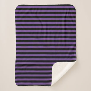 Purple and Black Striped  Sherpa Blanket