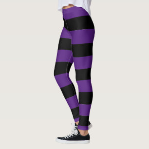 Purple and Black Stripes Striped Leggings