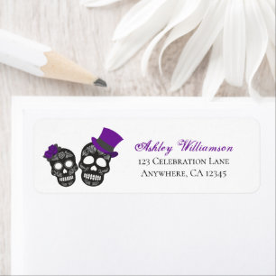 Purple and Black Sugar Skull Return Address