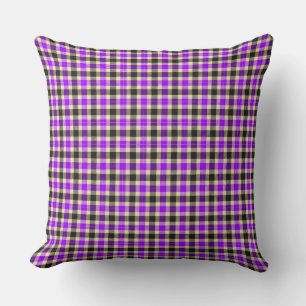 Purple and Black Tartan Plaid Square Pillow