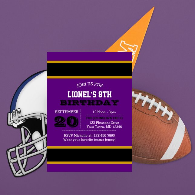 Purple and Black Team Birthday Invitation (Creator Uploaded)