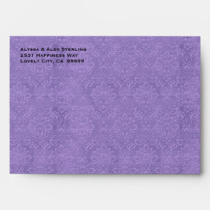 Purple and Black Textured Damask Invitation G701 Envelope