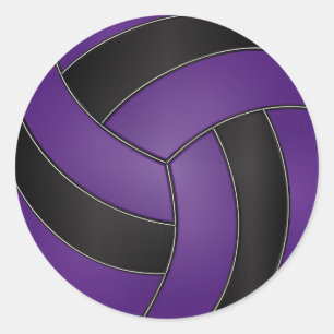 Purple and Black Volleyball Classic Round Sticker