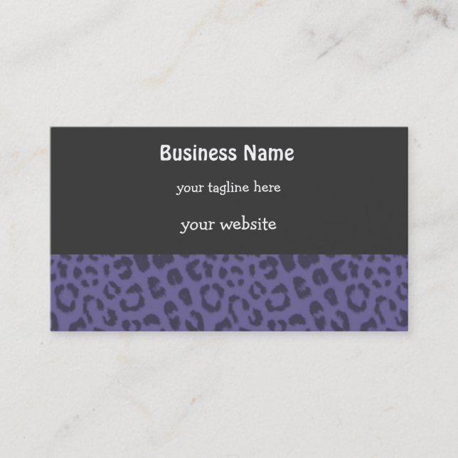 Purple and Black Wild  Leopard Pattern Business Card (Front)