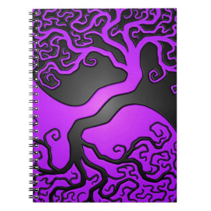 Purple and Black Yin Yang Tree Notebook