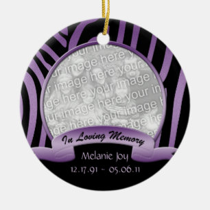 Purple and Black Zebra In Loving Memory Ornament