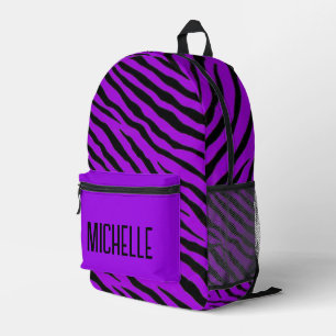 Purple and Black Zebra Stripes Personalized  Printed Backpack