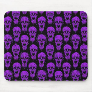 Purple and Black Zombie Apocalypse Pattern Mouse Pad