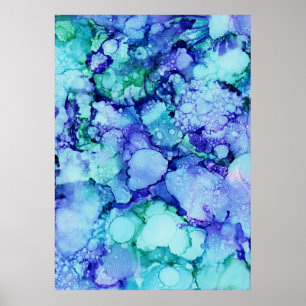 Purple and blue abstract painting poster
