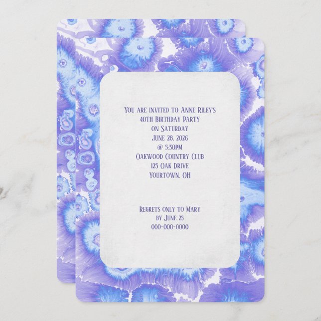 Purple and Blue abstract pattern Invitation (Front/Back)