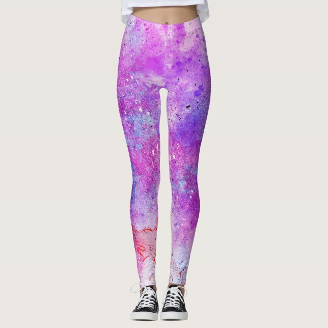  purple and blue abstract pattern leggings (Front)