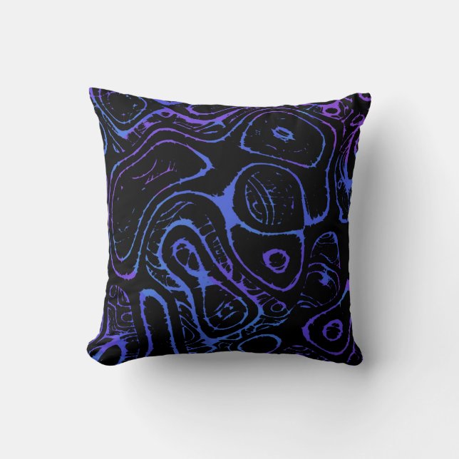 Purple and Blue Abstract Throw Pillow (Front)