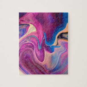 Purple and Blue Acrylic Painting Jigsaw Puzzle