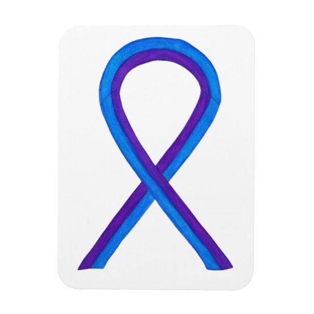 Purple and Blue Awareness Ribbon Custom Magnets (Vertical)