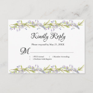 Purple and Blue Boho  Floral RSVP Response Card