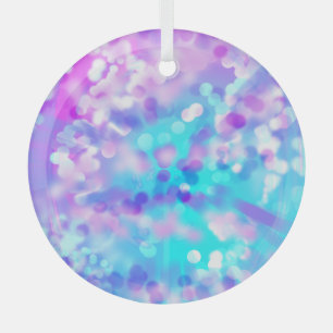 Purple And Blue Bokeh 7518 Glass Ornament