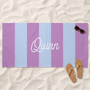 Purple and Blue Bold Stripes Monogrammed Beach Towel