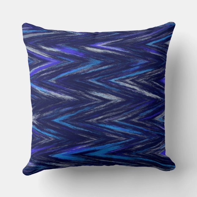 purple and blue chevron Pattern Throw Pillow (Back)