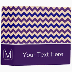Purple and Blue Chevron Zigzag. Custom Monogram Binder