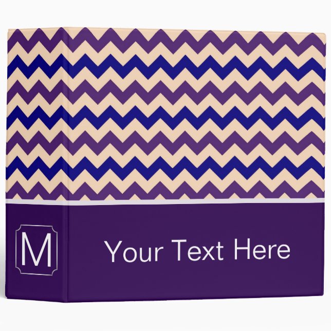 Purple and Blue Chevron Zigzag. Custom Monogram Binder (Front/Spine)