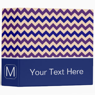 Purple and Blue Chevron Zigzag. Custom Monogram Binder