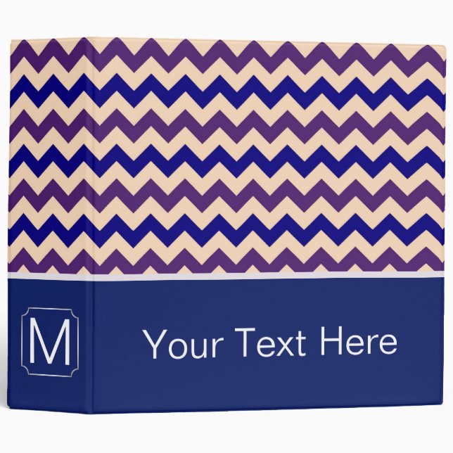 Purple and Blue Chevron Zigzag. Custom Monogram Binder (Front/Spine)