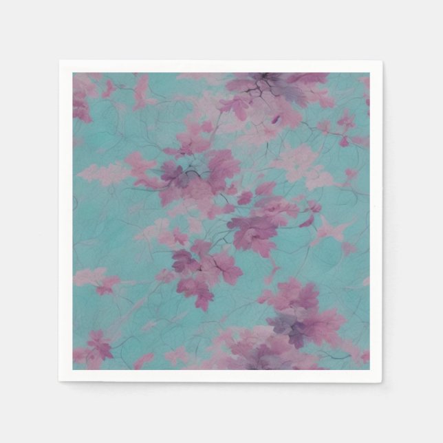Purple and Blue Chinoiserie Pattern  Napkin (Front)