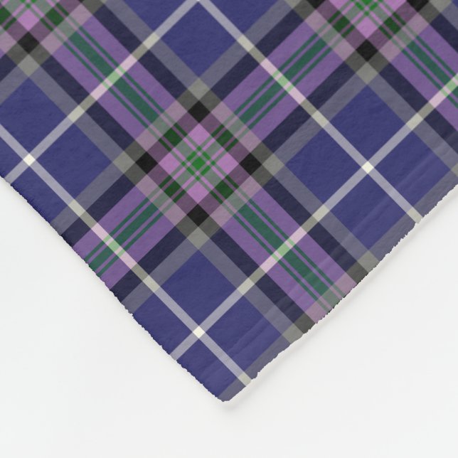 Purple and Blue Clan Alexander Tartan Fleece Blanket (Corner)