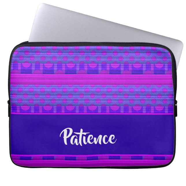 Purple and blue dots annd stripes laptop sleeve (Front)