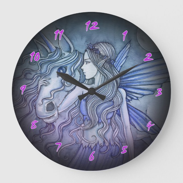 Purple and Blue Fairy and Unicorn Clock (Front)