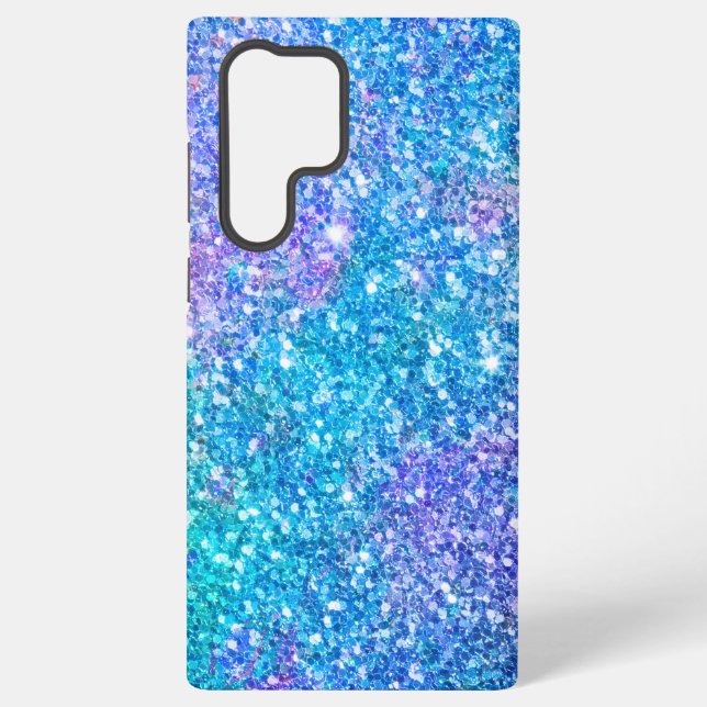 Purple and blue faux glitter background samsung galaxy s22 ultra case (Back)