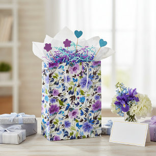 Purple and blue floral medium gift bag