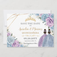 Purple and Blue Floral Twins Quinceanera Sweet 16