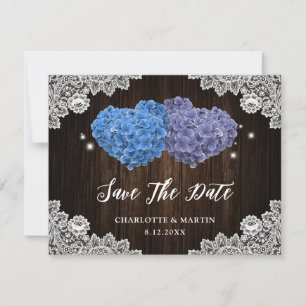 Purple and Blue Floral Wedding Save The Date Card
